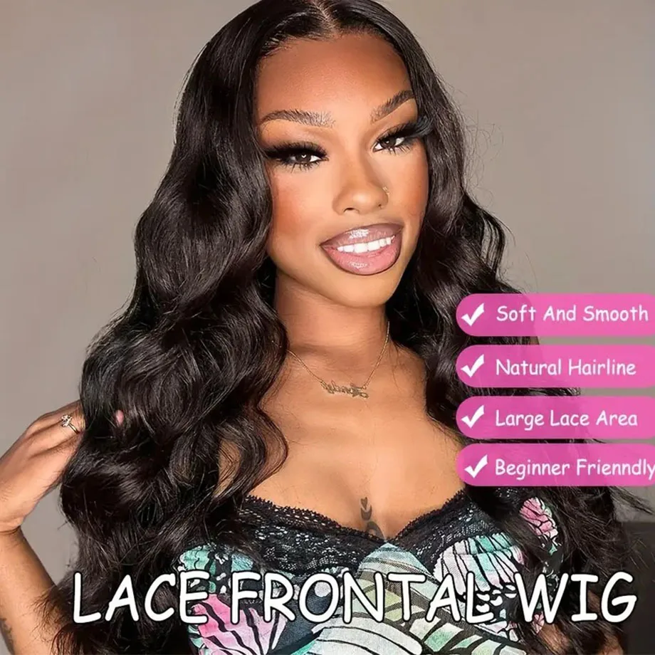 Perruque Lace Front Wig Body Wave Brésilienne Naturelle, Cheveux 100% Humains, 13x4, 13x6, HD, Vente, pour Femme