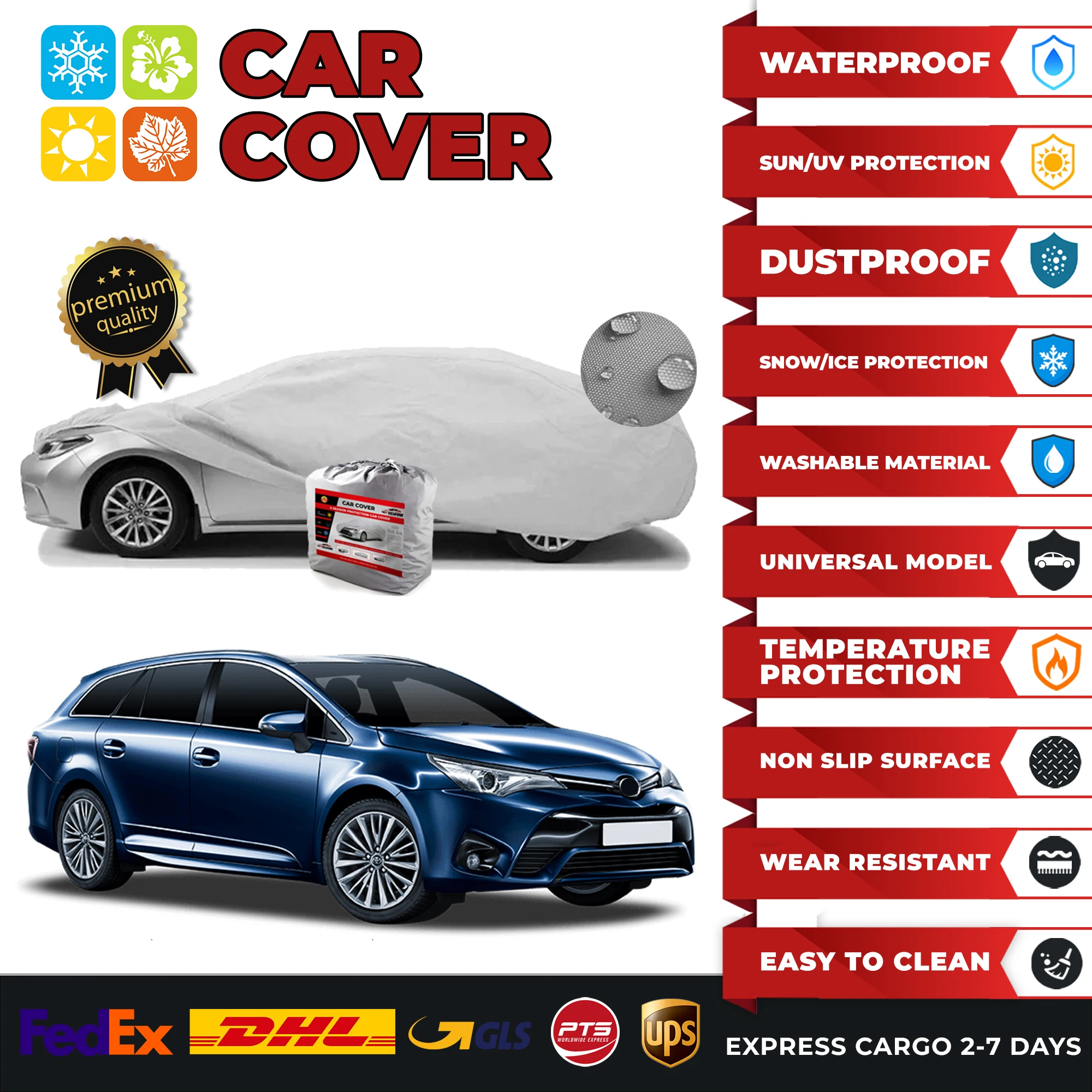 

Автомобильный чехол для Toyota Avensis SW, универсальные автомобильные Чехлы, крышка для дома и улицы, полное покрытие для автомобиля, защита от УФ-лучей, пыли