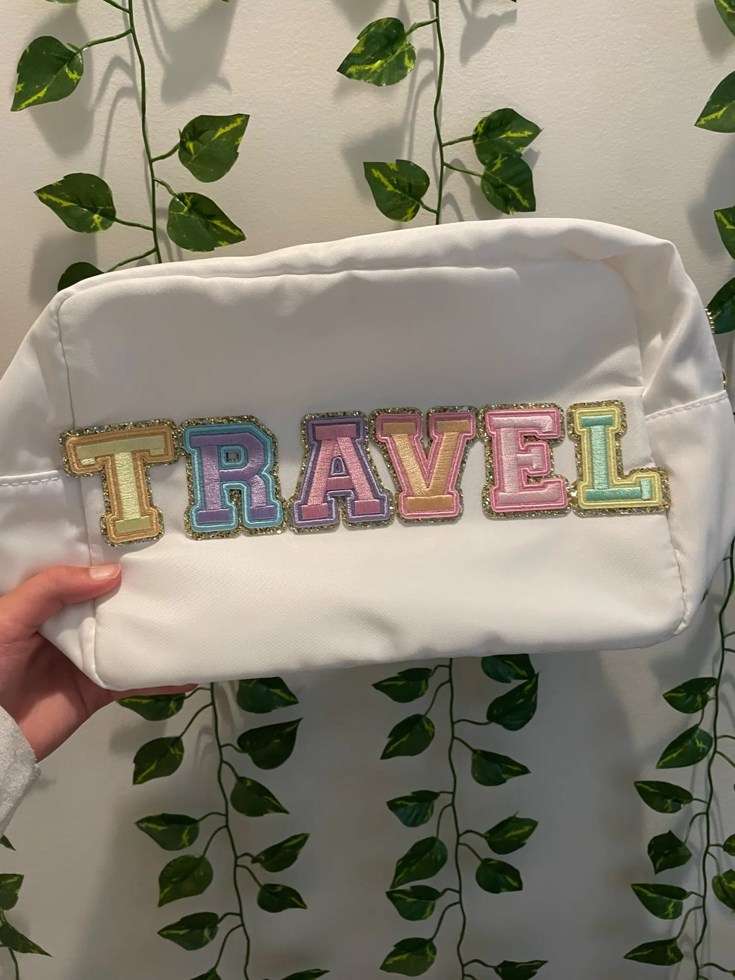 Four Sizes S M L Xl Diy Embroidery Patch Personalize Toiletry Pouch Waterproof Women Storage Nylon Travel Makeup Bag Organizer photo review