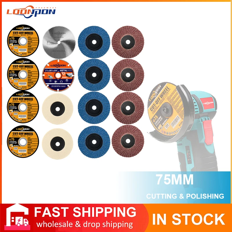 75mm 3 Inch Cutting Disc Grinding Wheel Metal Wood HSS Circular Saw Blade Wool Buffing Polishers Pad Angle Grinder Accessories 5 pcs lot 2 5inch 3 inch 65mm 75mm transparent wheel single silent pulley wear resistant strong load bearing double