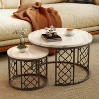 Ensemble de 2 tables basses en forme de cœur avec aspect marbre, tables d'appoint décoratives modernes, adaptées aux salons et aux bureaux 4
