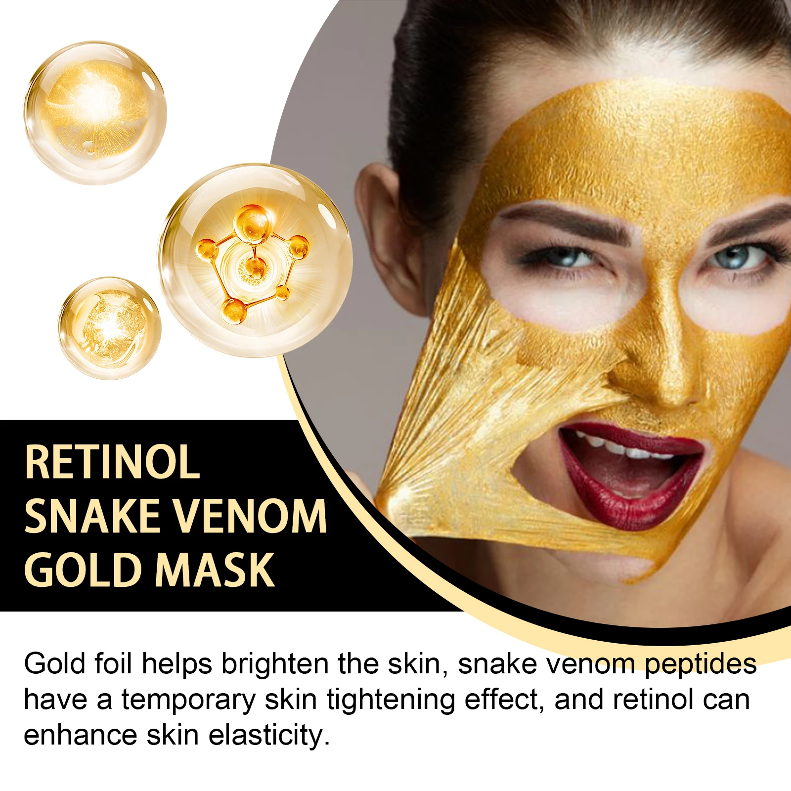 EELHOE Golden Face Mask Gentle Cleaning Pore Dirts Brightening Skin Tone Pore Shrink Prevent Aging Tightening Skin Face Mask
