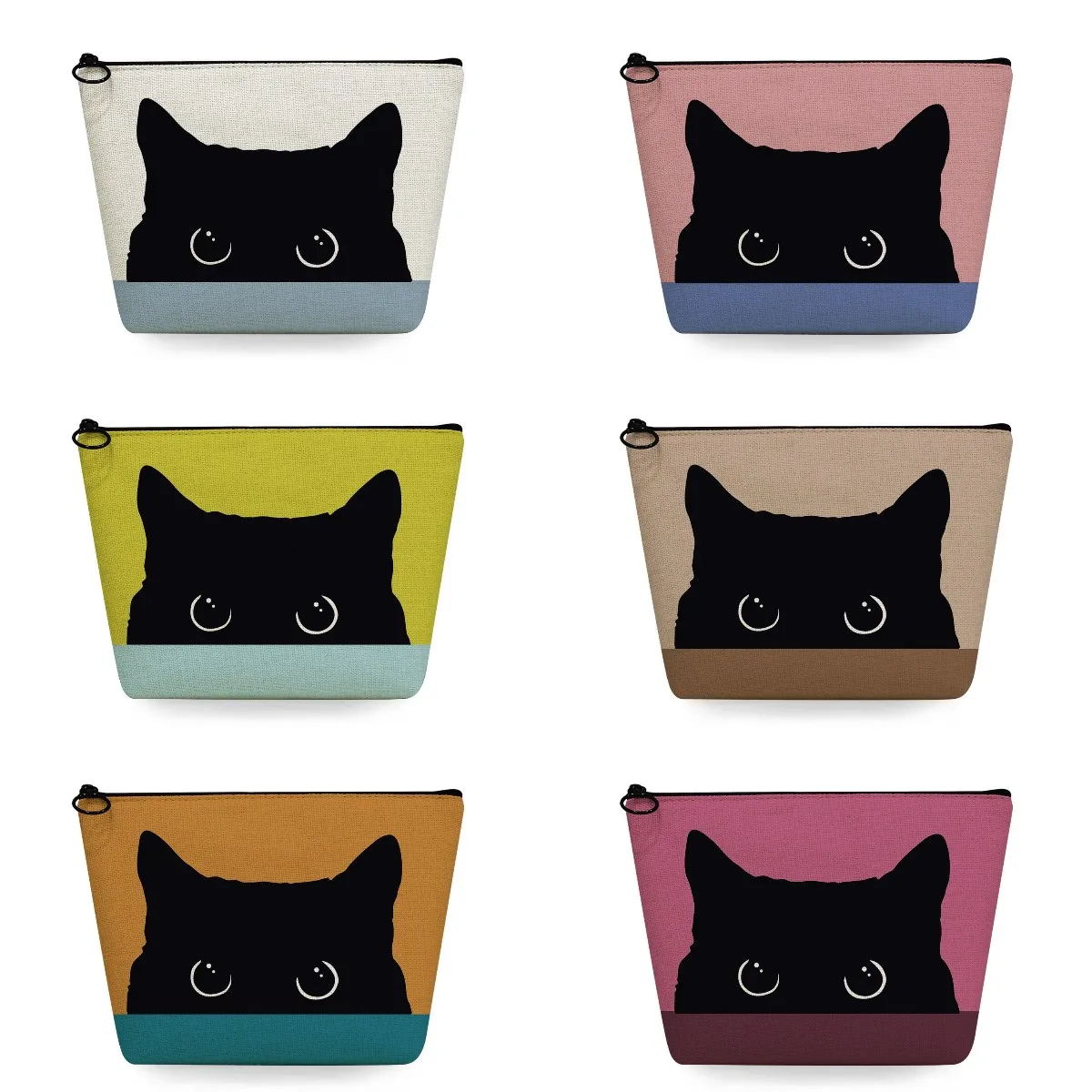 

Милая мультяшная цветная косметичка с принтом кота, женская косметичка, повседневные дорожные сумки для туалетных принадлежностей с милыми животными, органайзер для макияжа высокого качества