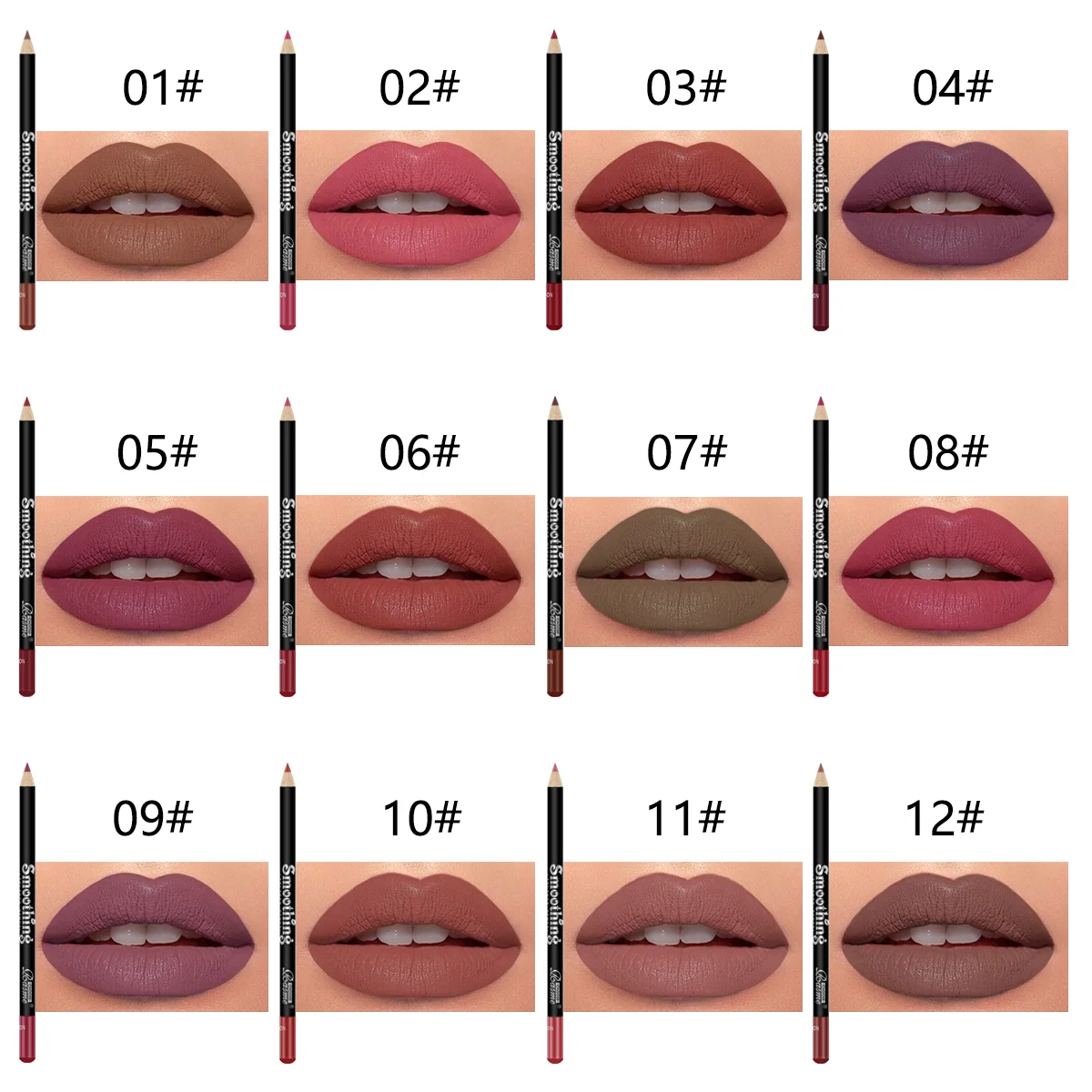 12 Color Nude Matte Lipstick Pencil Long-lasting Waterproof Lip Pencil High Pigmented Lip Liner Lip Makeup Tool 6
