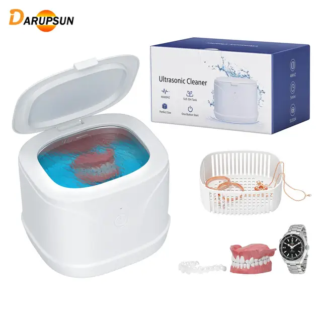DARUPSUN 46kHz Professional Portable Ultrasonic Retainer Cleaner Jewelry Cleaner Ultrasonic Machine for Dental Retainer 1