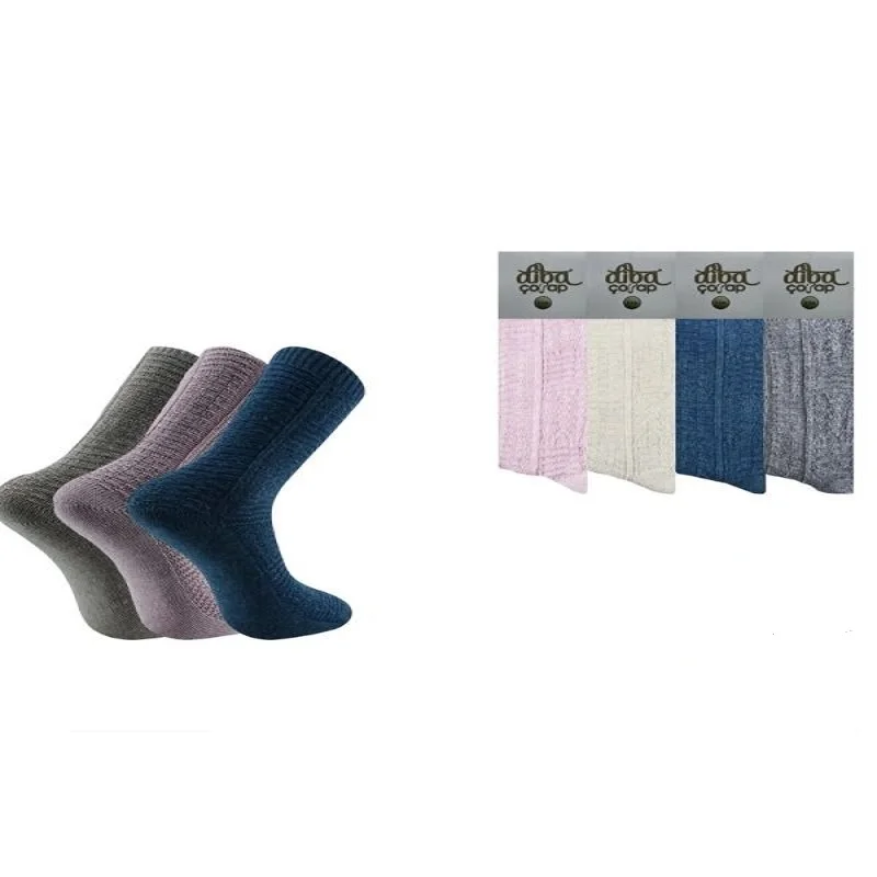 Odix Women's Winter Wool Mixed Color Wool Socks Size 36-40 3 Pairs
