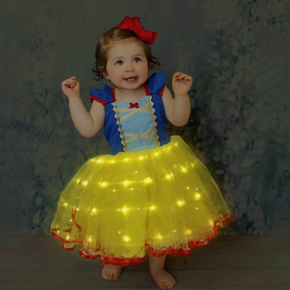 Uporpor Baby Snow White Children Cosplay LED Light Up Dress Birthday