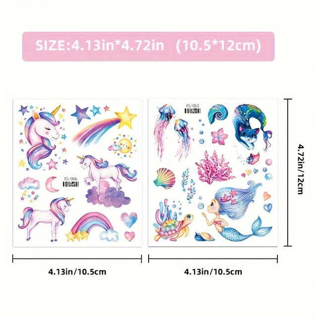 Tatuaggi Temporanei Unicorno Per Bambine - 118 Pezzi Glitterati | Impermeabili E Sicuri - Foto 6