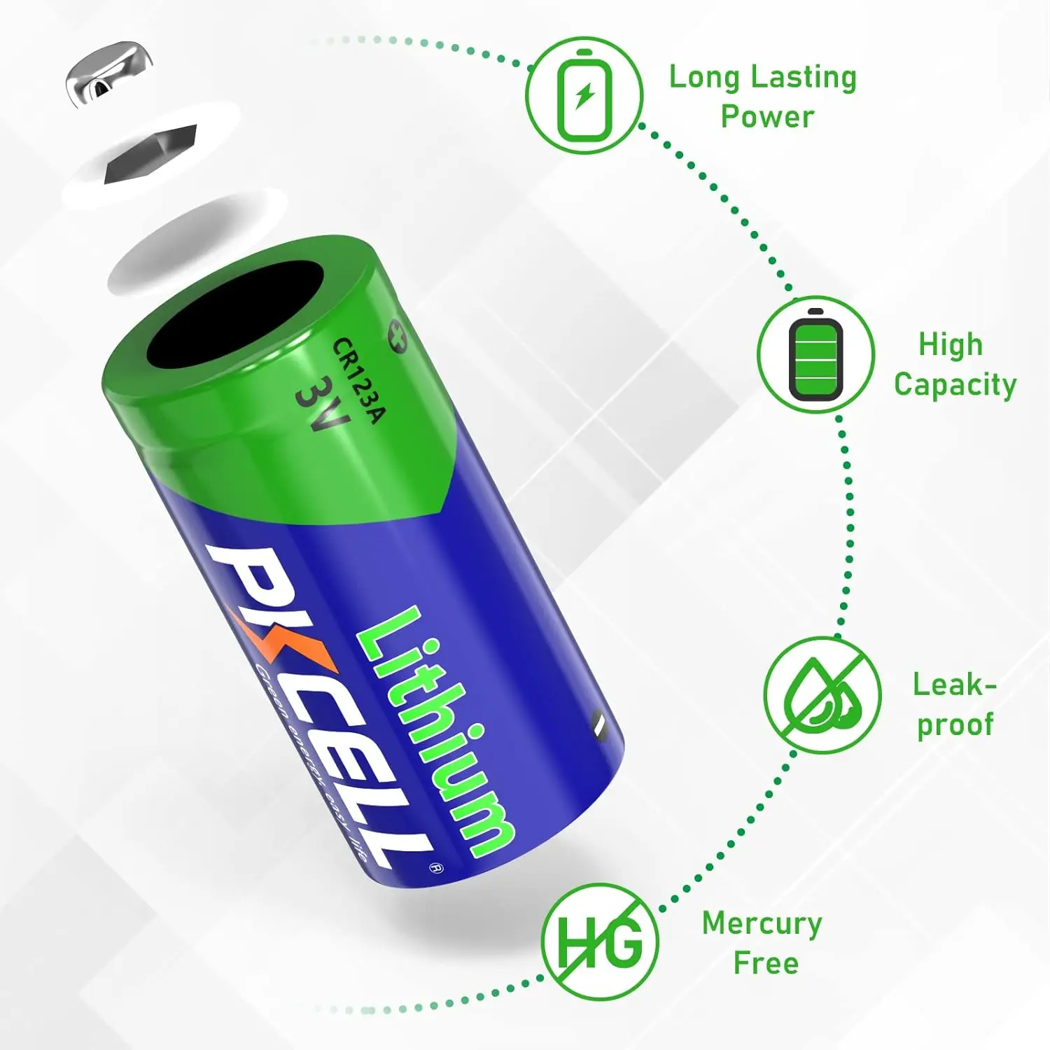 Lithium Battery 4PCS PKCELL CR123A High Capacity LiMnO2 Battery CR123A 3V Lithium 123 CR123 SF123 3-Volt Battery Use In Cameras