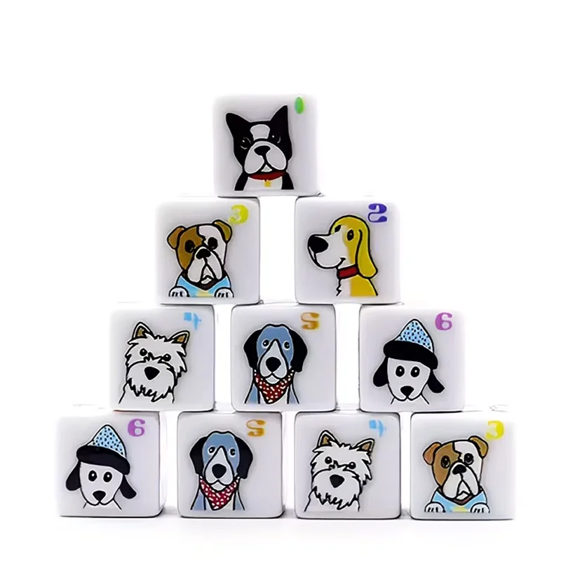 Dog D6 다이스 세트, 보드 게임, 롤플레잉 게임, 던전 앤 드래곤 등에 적합합니다.