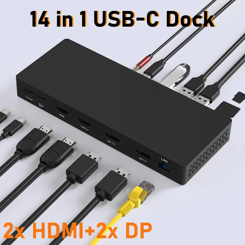 18 in 1 dual Type-C hub usb c docking station 2x HDMI For laptop  accessories MacBook Pro/Air Mac mini Satechi Thunderbolt Dock - AliExpress
