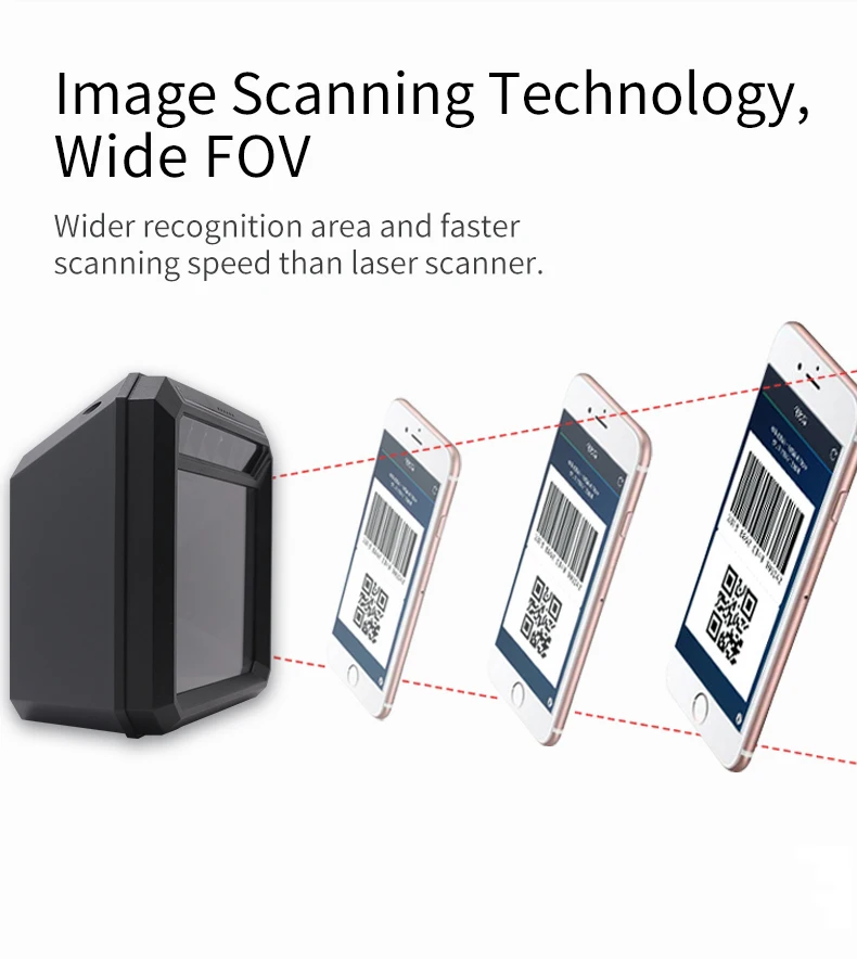 handsfree scanner de código de barras qr omnidirecional desktop leitor de código de barras preto