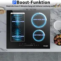 Индукционная варочная панель Cooksir, 4 пластины с вилкой, установка 59 см, 3500 Вт, часовая зона для гриля, сенсорное управление слайдером, 220 В, 50 Гц — изображение 3