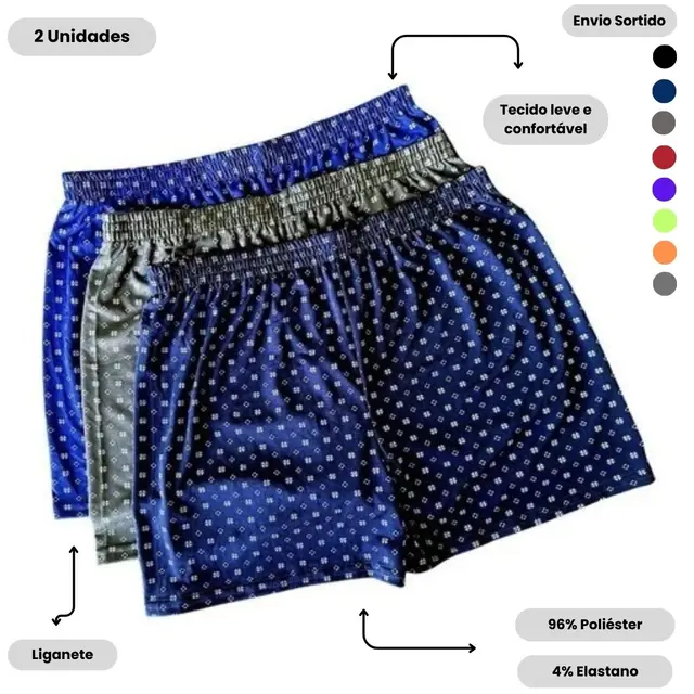 Kit 2 Short Samba Canção de Dormir Cueca Masculina