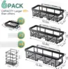 6 - Pack Stainless Steel Adhesive Shower Caddy. Rustproof, with Soap Holder & Large Capacity. Wall - Mounted for Bathroom 6