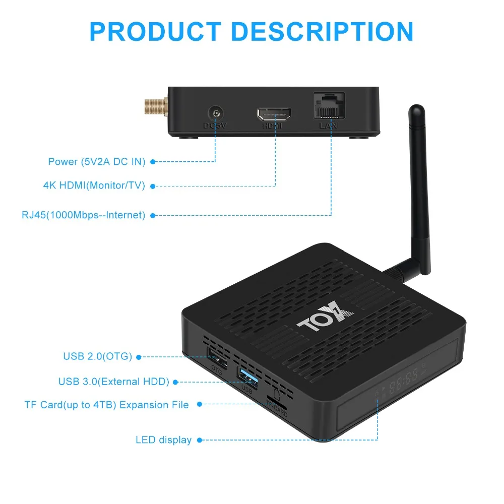 TOX1 Android 9.0 Tv Box Smart Tv box 4GB RAM 32GB Amlogic S905X3