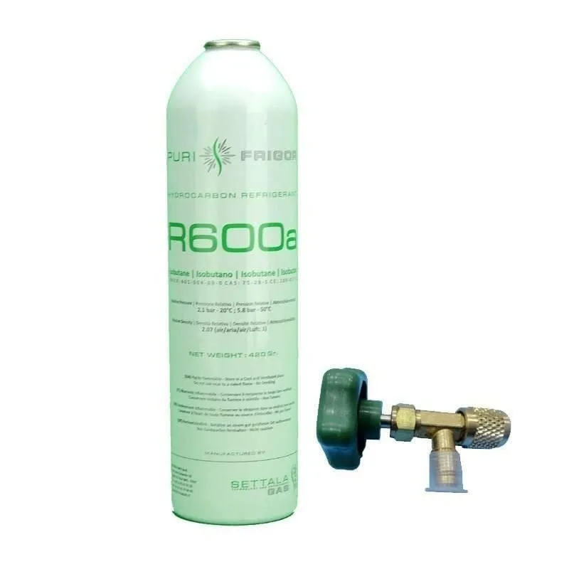 Gaz Réfrigérant R600a Isobutane 420g Avec Valve Incluse - Recharge Frigo Congélateur