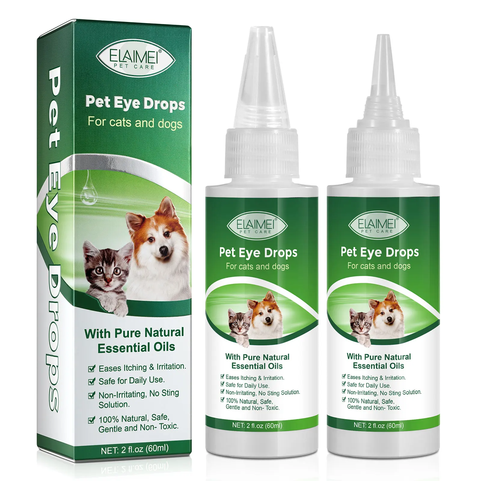 Multi-Purpose Sterile Eye Wash Cleaner and Rinse Tear Stain Reducer for Allergies Debris Mucus Irritation Weepy for Dogs and Cat