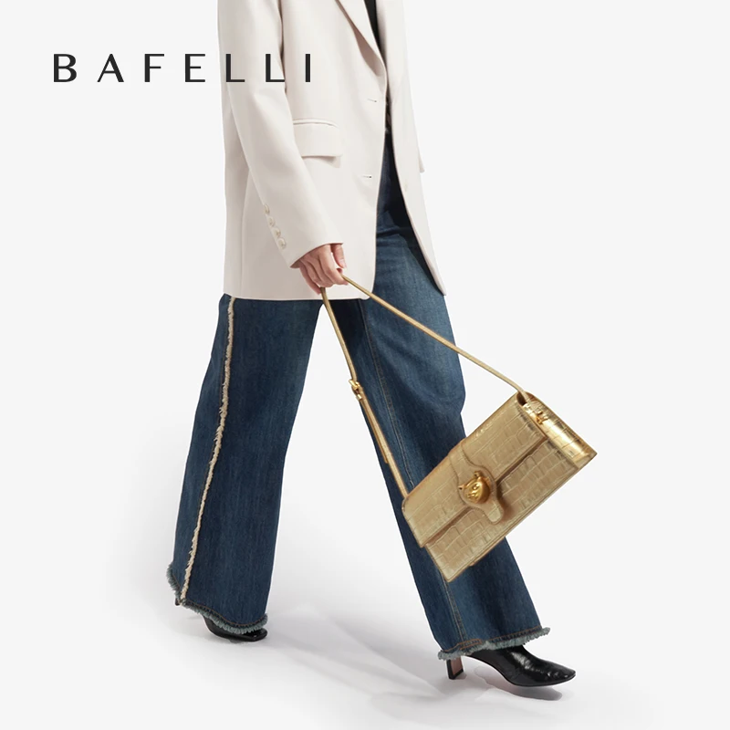 BAFELLI NEW WOMEN'S LUXURY BAGS CAT BRAND FASHION HANDBAG SILVER LEATHER CLUTCH STYLISH EVENING CASUAL PURSE HIGH QUALITY