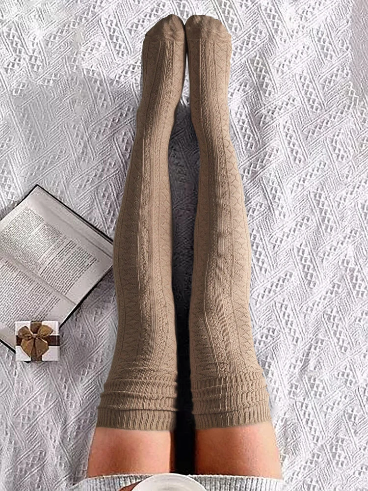 

Women Thigh High Socks Warm Over Knee Extra Long Socks Cotton Knit Warm Thick Tall Long Boot Stockings Leg Warmers