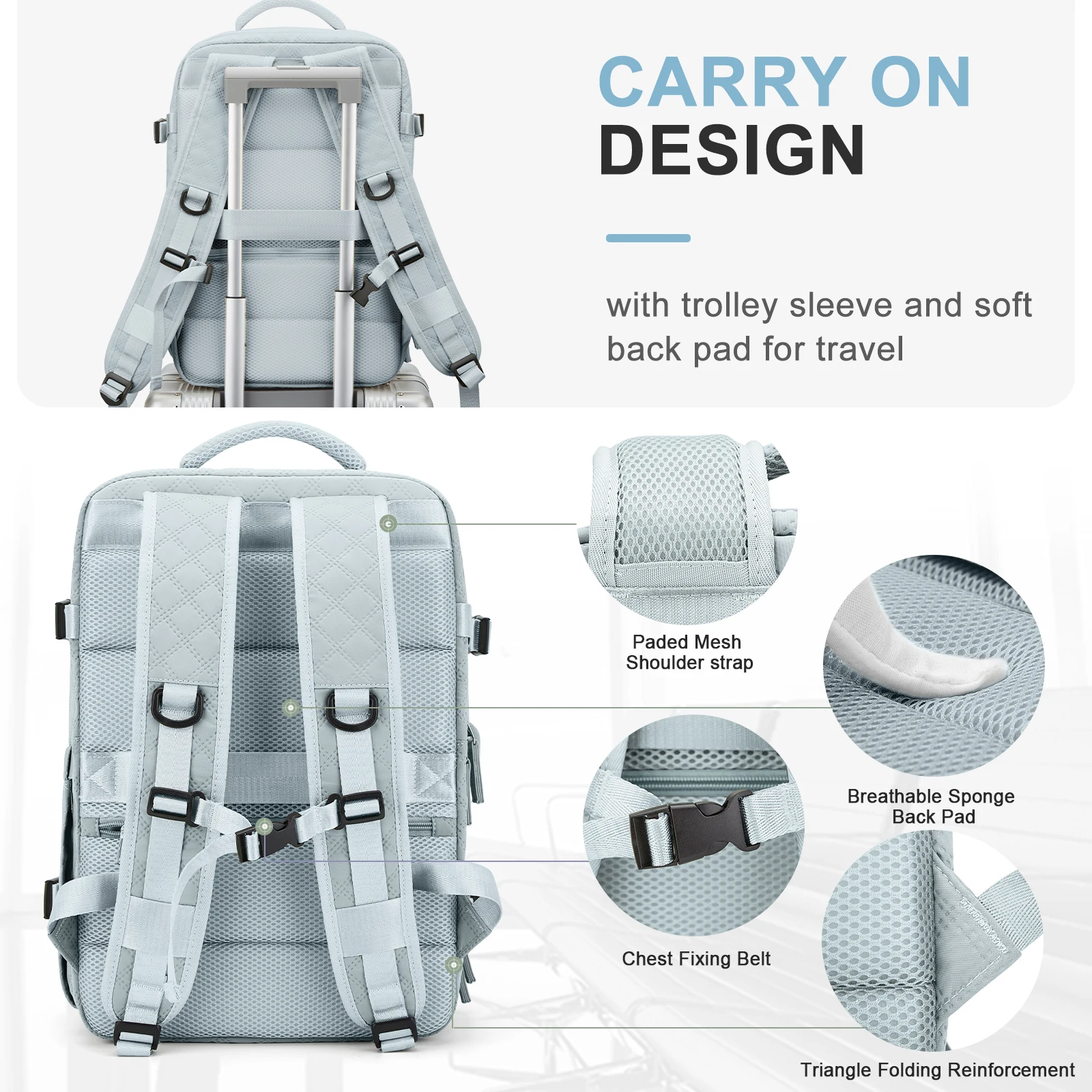 Large Women's Travel Backpack, Hand Luggage Backpack, Waterproof Carry-Ons Daypack, Men’s Aeroplane Laptop Backpack School Bag