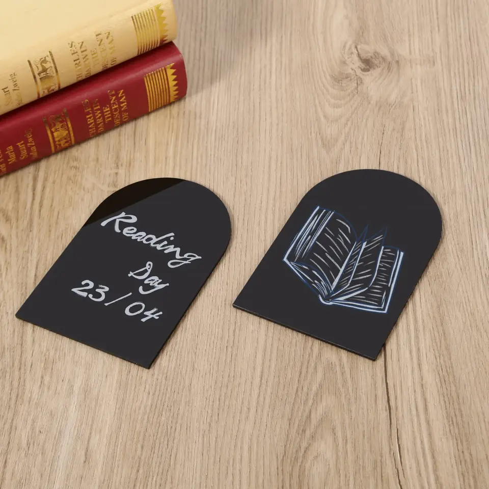 Set 2 Cartelli Acrilici Neri Per Matrimonio | Ad Arco 12,7x17,8 Cm Con Base Per Tavolo