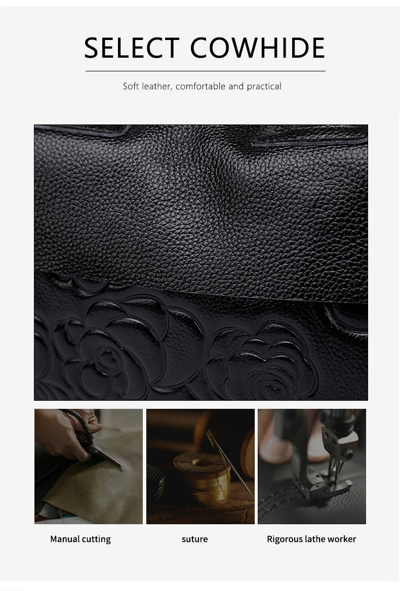 2026 Neue Mode Echtes Leder Damenhandtasche Große Tasche Mode Rindsleder Große Kapazität Damen Schulter-Crossbody-Tasche – Detail 7