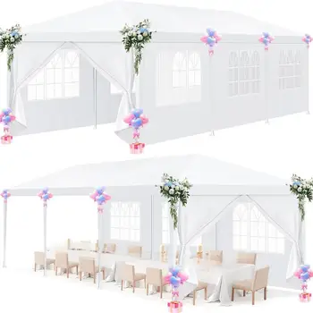 10x10/10X20/10x30FT Party Tent Outdoor Canopy Tent with Sidewalls Upgrade Removable, White Tents for Parties Waterproof 1