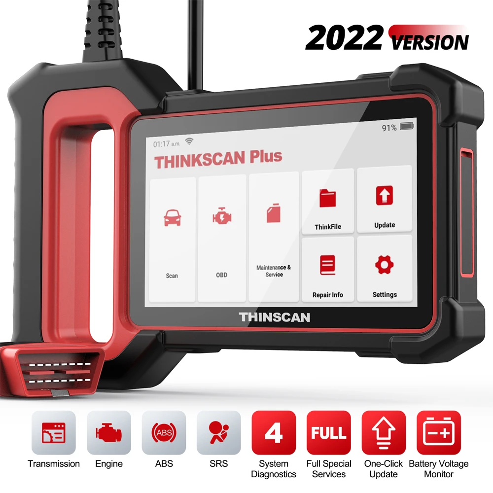 THINKCAR Thinkscan Plus S5 OBD2 Scanner ABS/SRS/ECM/TCM System Diagnosis Code Reader Diagnostic Scan Tool Car Diagnostic Scanner automobile exhaust gas analyzer