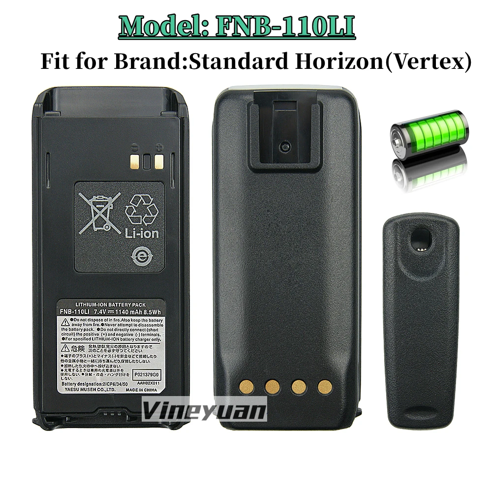 Bateria Recarregável Marinha do Walkie-talkie de 7.4v 1140mah Fnb110li Li-ion para o Horizonte Padrão Hx290 Hx290s com Grampo da Correia - Image 6