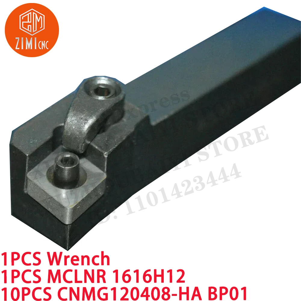 1PC MCLNR 1616H12 16&times;100mm lathe turning tool Holder+10PCS CNMG120408-HA BP01 aluminum inserts CNC tool metal lathe cutting