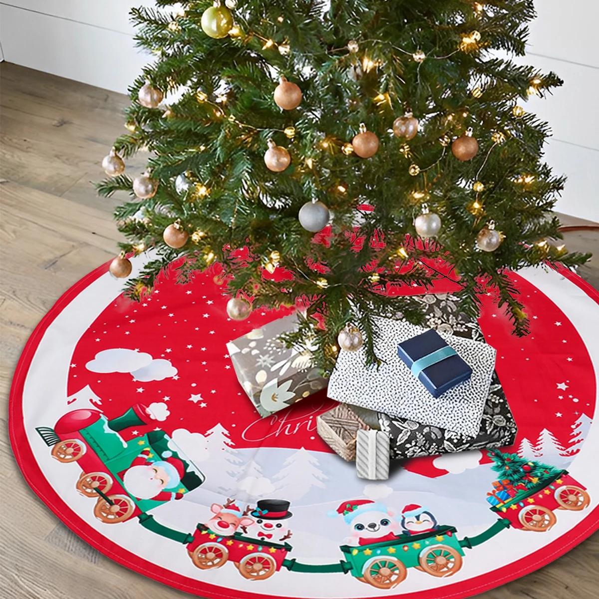 90cm Christmas Tree Skirt Xmas Tree Carpet Merry Christmas Decorations For Home 2023 Christmas Tree Ornament Navidad New Year