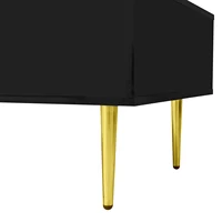 Anajqaqia Table basse moderne 100x60x41,5 cm, avec 2 tiroirs, noir haute brillance, table d'appoint avec pieds dorés et décoration dorée 6