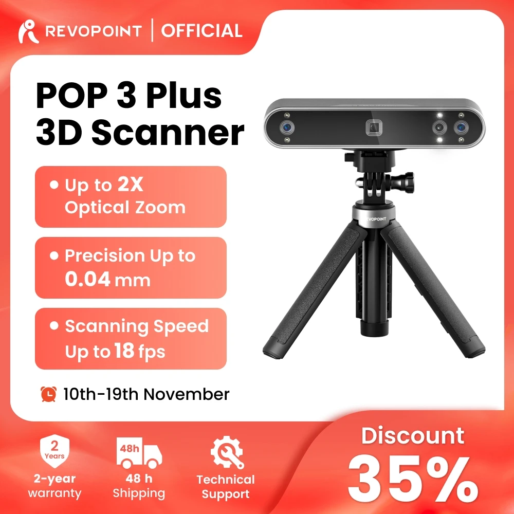 Revopoint-pop 3 plus 3Dプリンター用スキャナー,高精度0.04mm,18fps