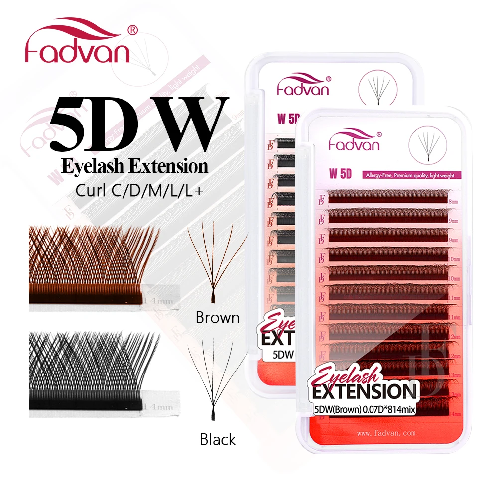 FADVAN 5D Wimpern W-förmige Wimpern Natürliche vorgefertigte Volumenfächer C/D/L/M Curl W-förmige Wimpernverlängerungen