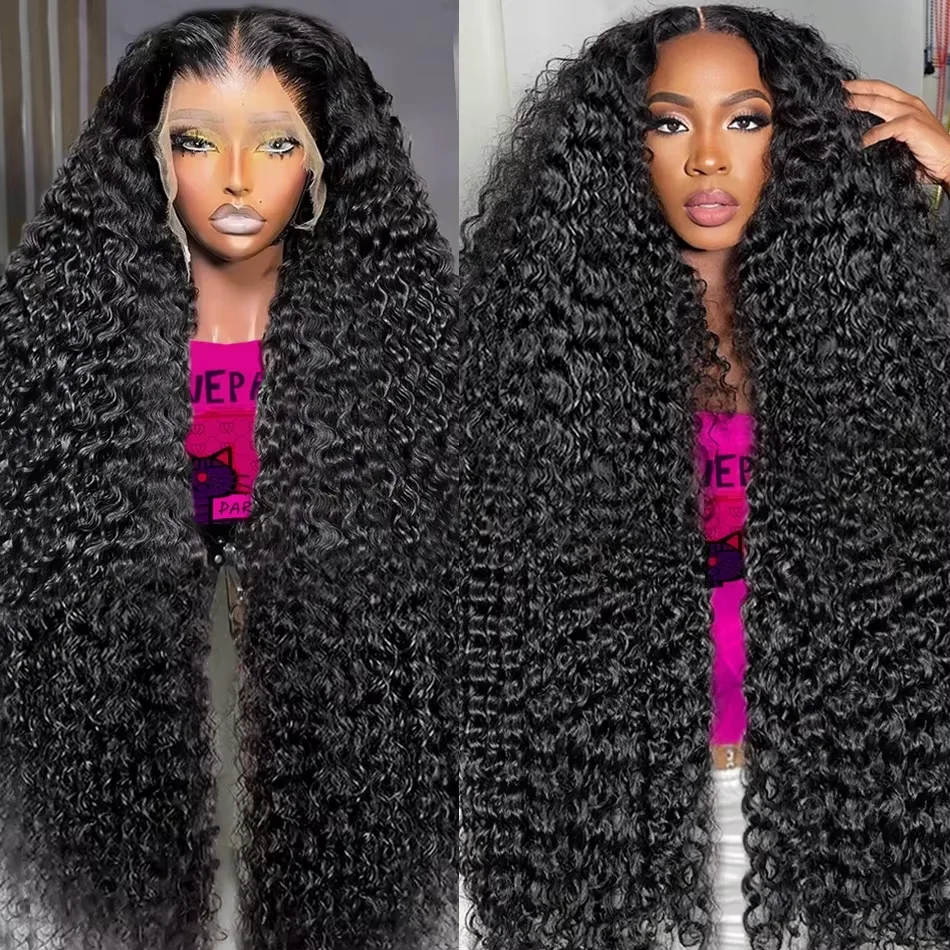 Jerry Curl Frontal Wig 13x4 Hd Lace Curly Wave Wigs Brazilian Hair Natural Hairline PrePlucked 40 Inch Lace Front Human Hair Wig 2