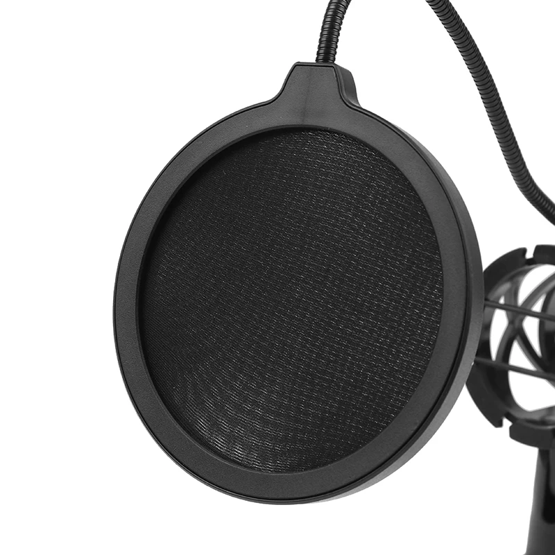 데스크탑 마이크 삼각대 스탠드, 높이 조절 가능, 컴퓨터 녹음 및 라이브 스트리밍용, 방풍 커버 및 팝 필터 세트 포함