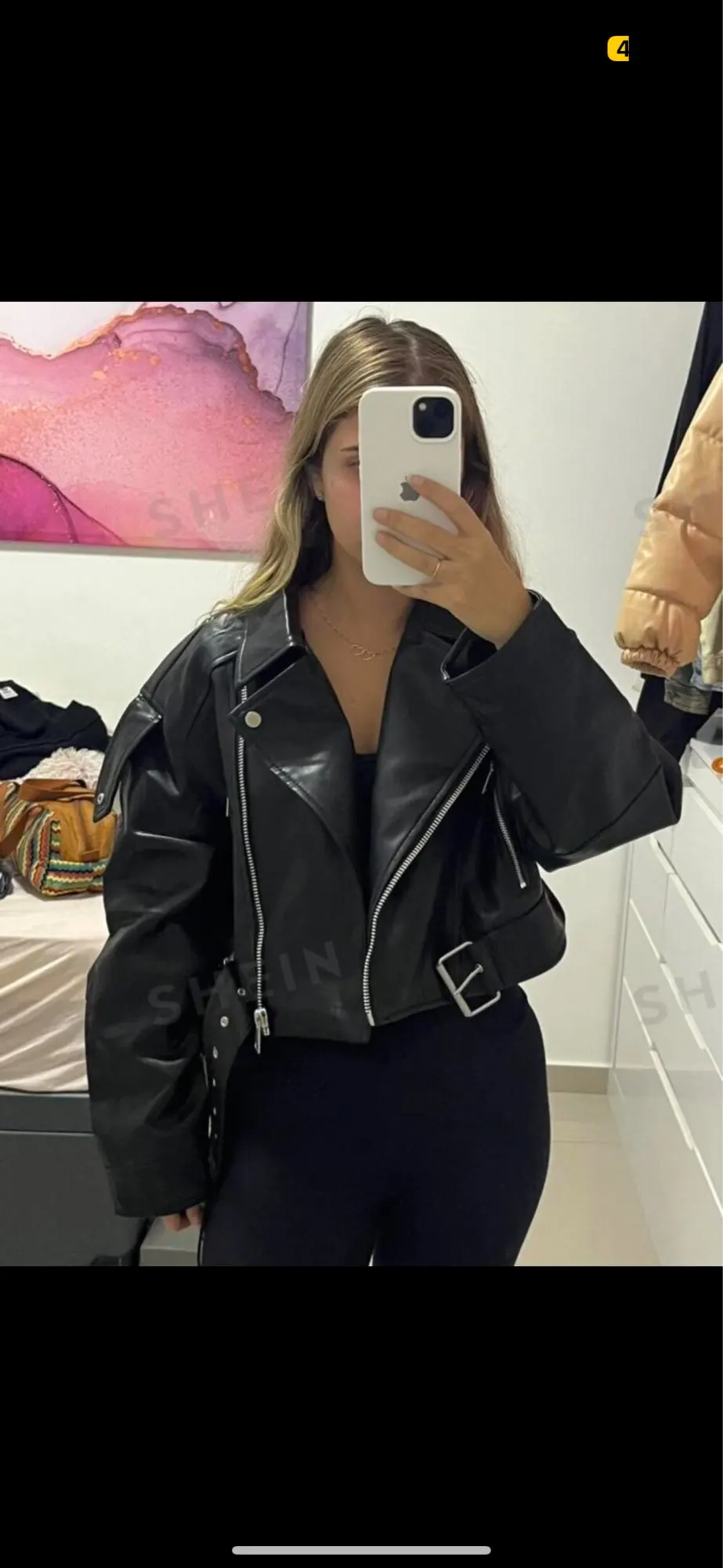 Ailegogo Faux Leather Short Jacket photo review