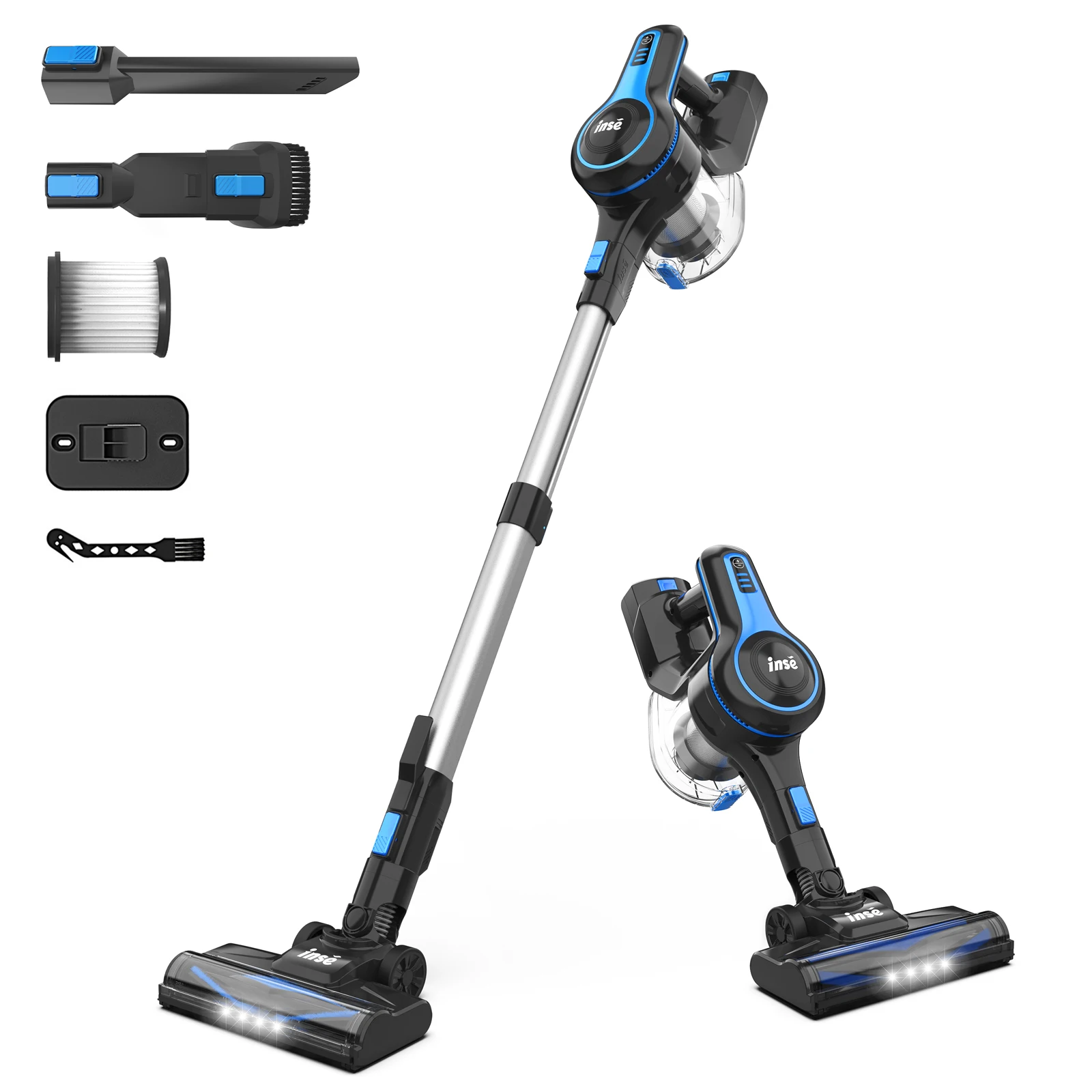 

INSE Cordless Vacuum Cleaner, 6-in-1 Rechargeable Stick Vacuum with 2200mAh Battery, 15Kpa Lightweight,Up to 45 Mins Runtime