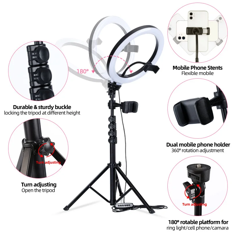 Anneau Lumineux LED RGB 10″ Avec Trépied Et Télécommande – LIPETY F10-260CW
