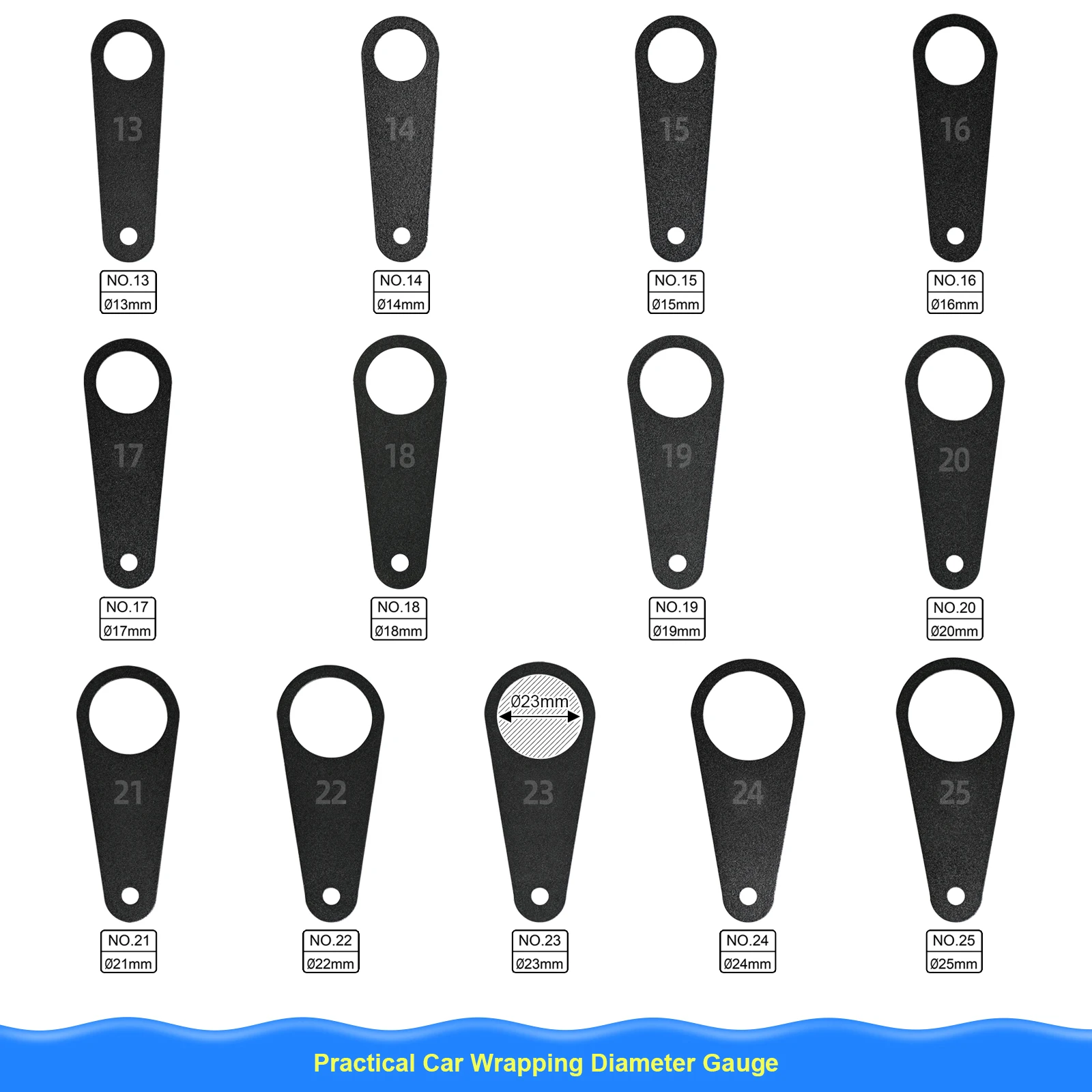 Car Wrapping Tools EHDIS Cutting Template for Parking Sensor Carbon Fiber Wrap Vinyl 13~25mm Metal Circle Gauge