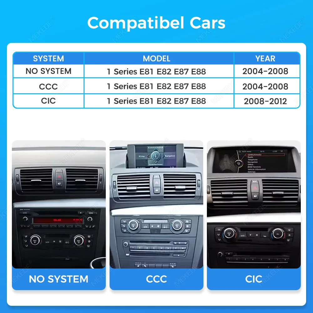 MEKEDE-reproductor Multimedia de radio para coche, sistema Linux de 10,25 pulgadas, para BMW Serie 1 E81 E82 E87 E88 2004 - 2012, Carplay inalámbrico, pantalla táctil Android AUTO 4