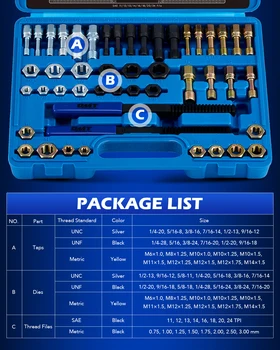 OMT 48pc Thread Chaser Set Metric and SAE Thread Repair Restorer Kit UNC UNF w Case Rethreading Kit 2