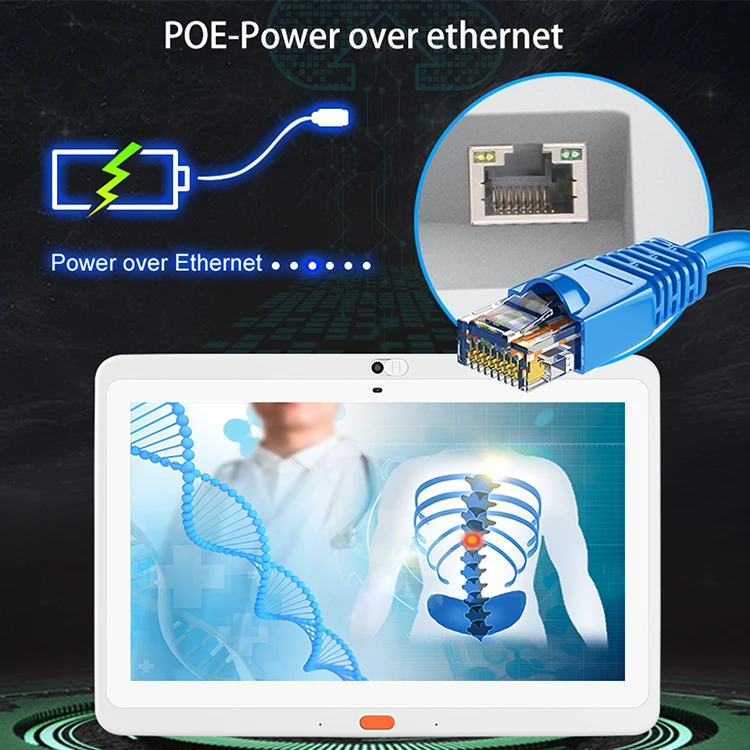 Enhance Healthcare Efficiency with 10 Inch Android 11 Medial Tablet PC: PoE, Privacy Camera, SOS, Echo Cancellation, VESA Mount for Bed Description Image.This Product Can Be Found With The Tag Names Computer Office, Desktops AIO, Mounted poe android tablet