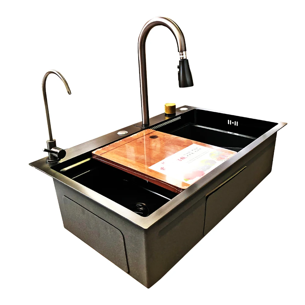Tarja Para Cocina Lujo Fregadero Con Cascada Acero Inoxidable Homely Elegance 75 X 46 X 22 cm