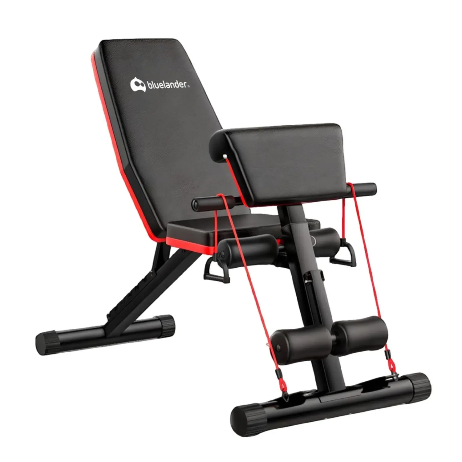 Banco de Ejercicio 105*48.5*138 cm, Bluelander, Banco para Ejercicio Multifuncional 12 en 1, Capacidad de 310 kg, Incluye 2 Ligas, Ajuste de 7 Niveles, Ideal para Casa, Gym, Oficina, Respaldo Acolchado