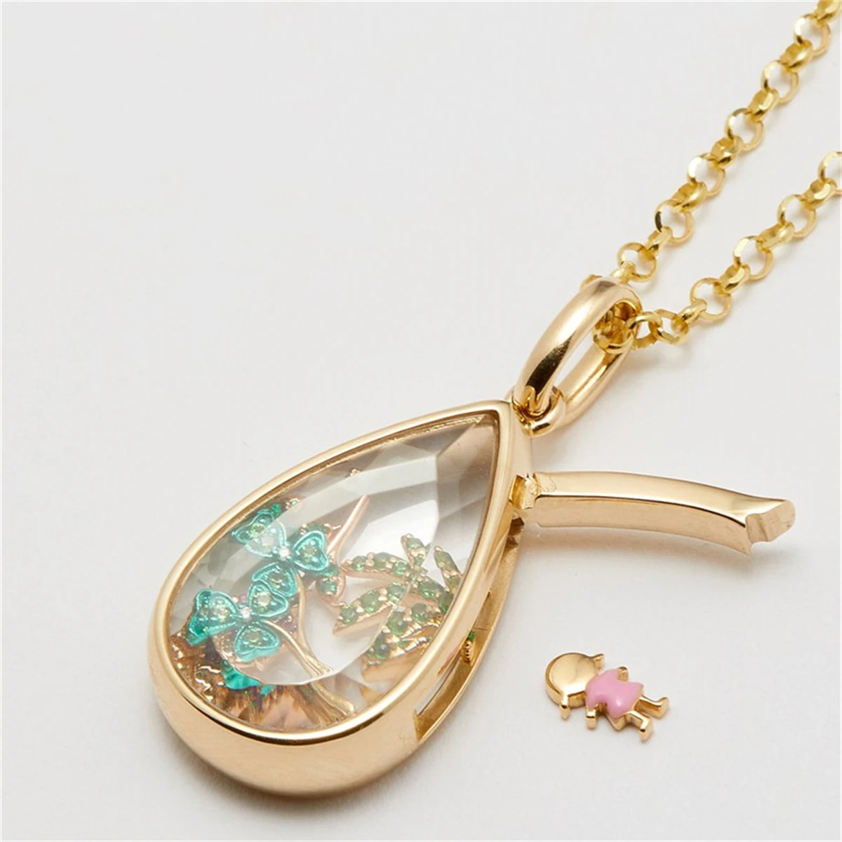 Adjustable Gold-Plated Water Drop Pendant with Collarbone Chain