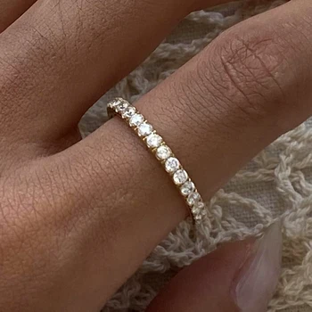 Uworld Simple Stainless Steel Ring Golden Cubic Zircon 18 K Plated Minimalist Charm for Women Fashion Trendy Jewelry 1