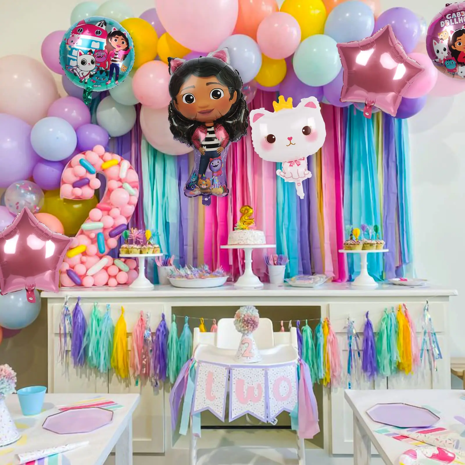 Gabby Dollhouse Birthday Cake Topper Set decorazioni Cat Theme Set Supply  Party Decor Gabbys Doll house per Chil - AliExpress