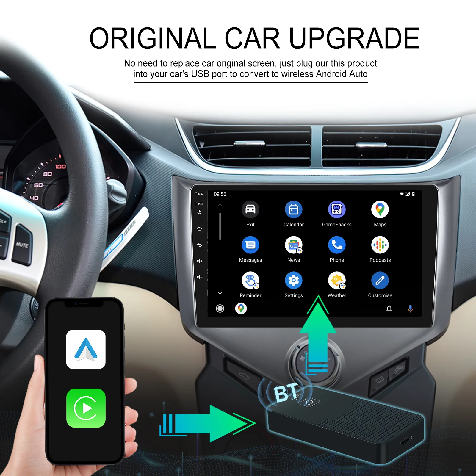 Newwireless Carplay Adapter Per Android/Apple Wired To Wireless Carplay Dongle Plug And Play Connessione Usb Scatola Adattatore Per Auto Auto